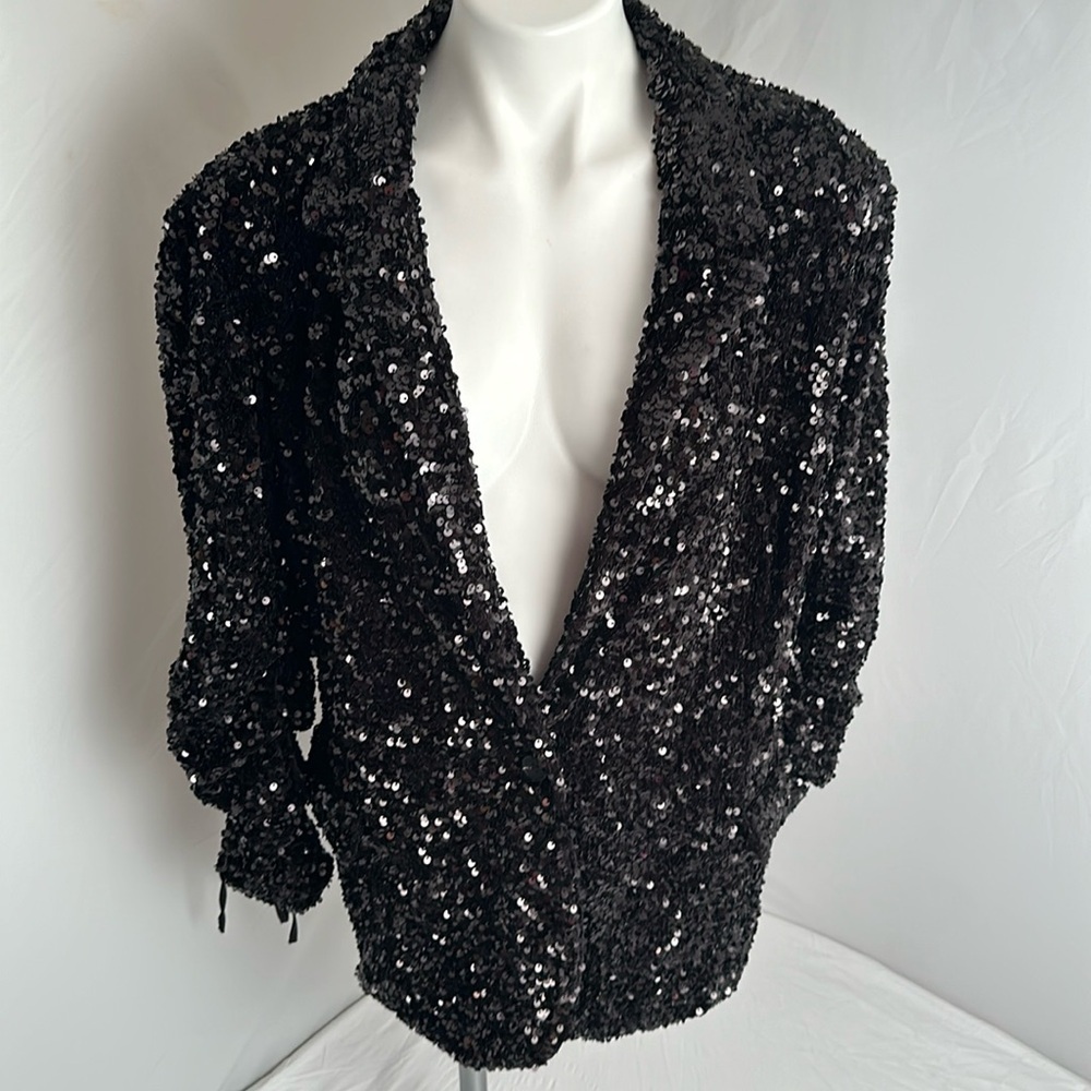Blank NYC Break the Bank black velvet sequin blazer - Picture 2 of 13